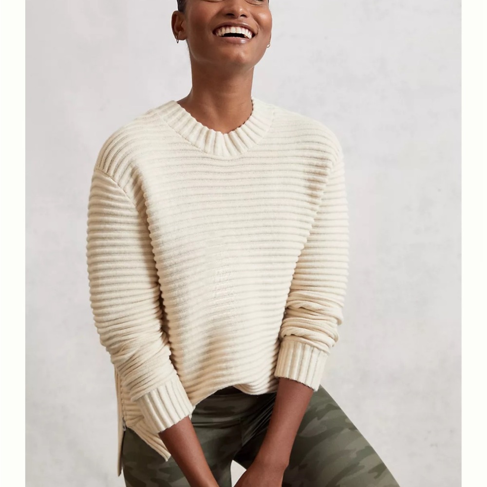 Anthropologie Varley Talbert Sweater Ribbed Sweater Oversized Size XS Ivory